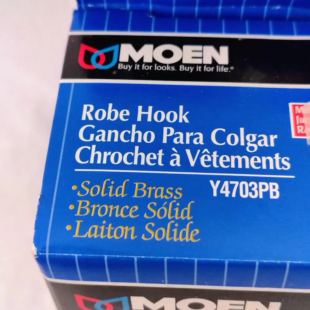 Moen Decorator Robe Hook Solid Brass Y4703PB Vintage 2000 New Old Stock Gold
